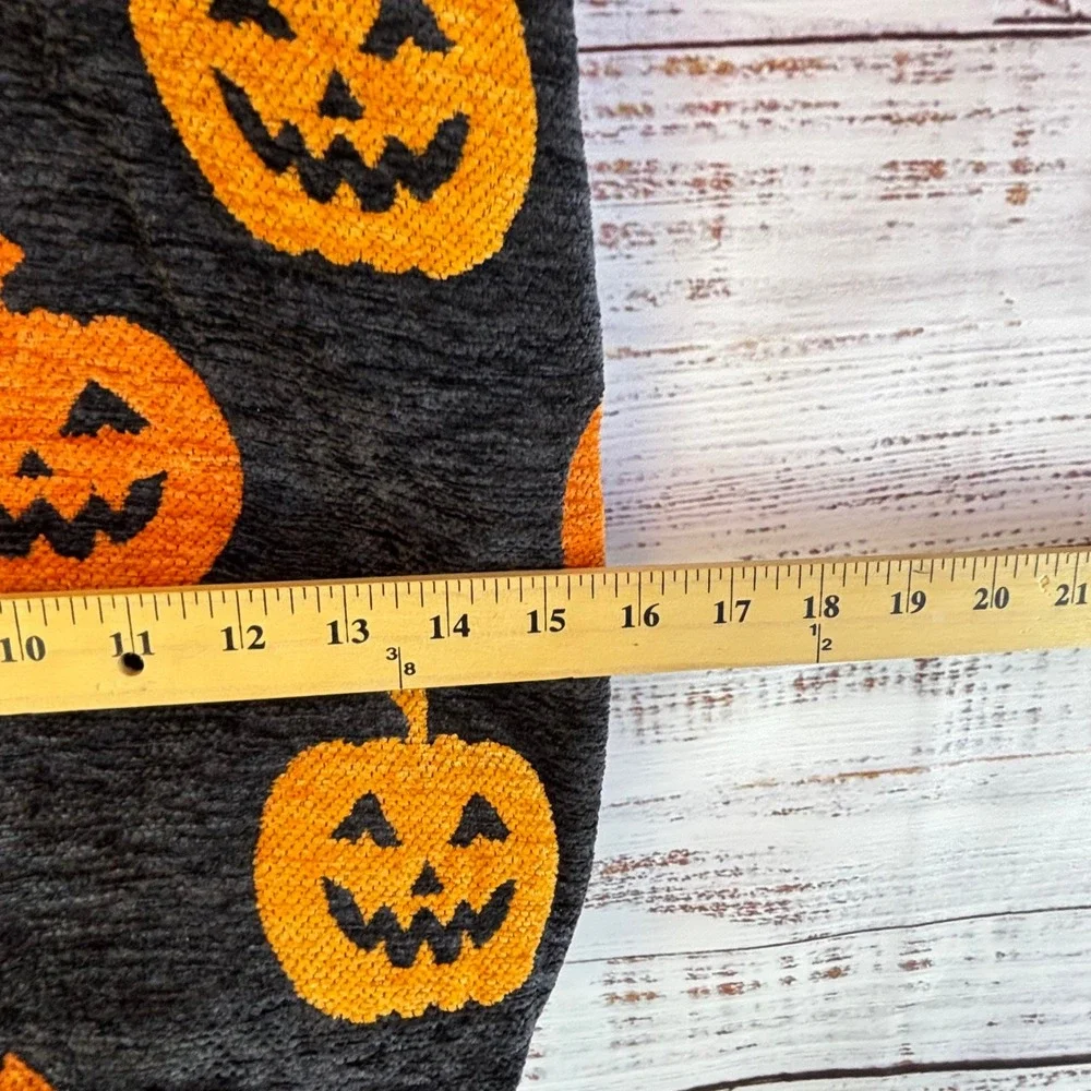 Tote Bag Black Orange Chenille Pumpkin Halloween Kitsch Spooky Jack O Lantern